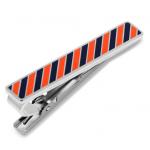Varsity Stripes Navy and Orange Tie Clip.jpg